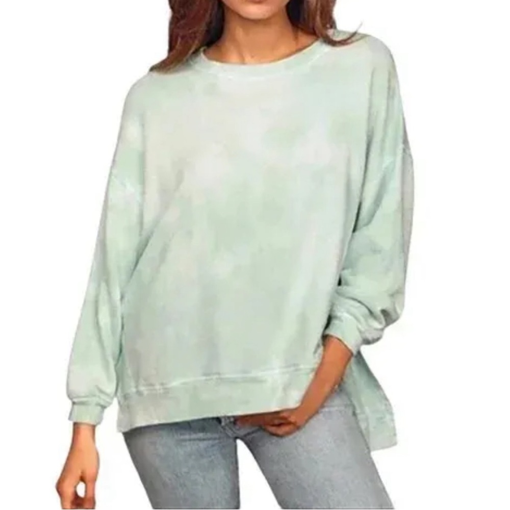 Found Los Angeles Tie Dye Sweatshirt Mint Green Drop Sleeve Pullover size S & M